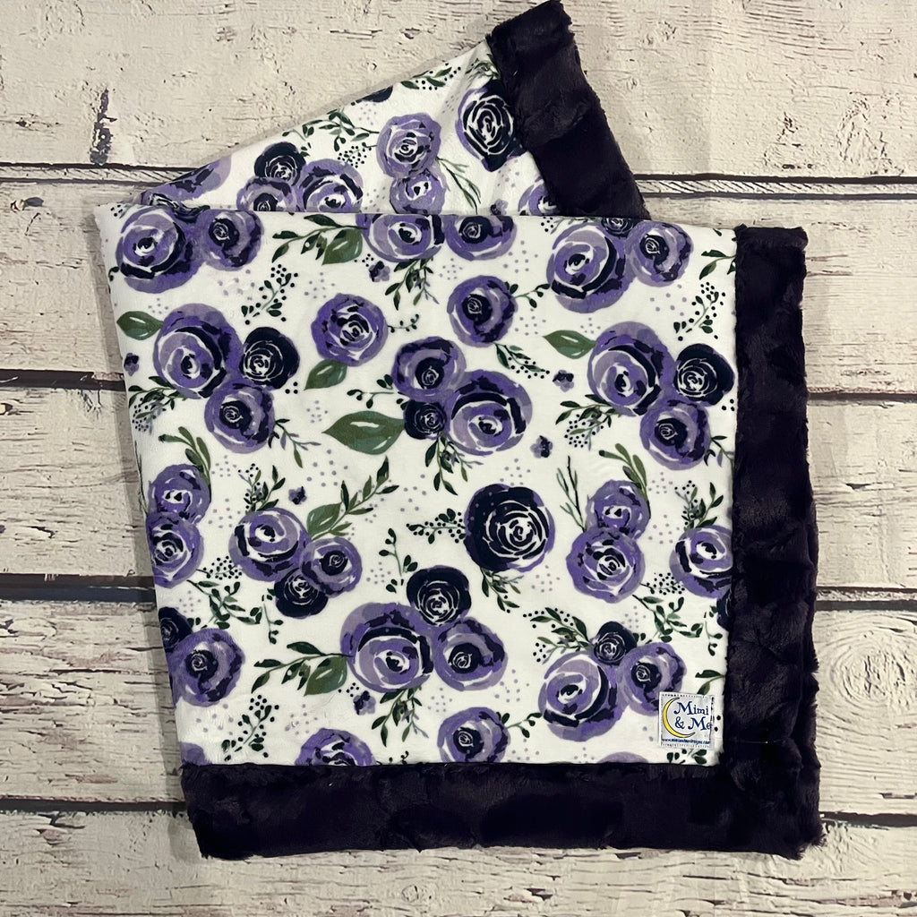 Mimi's Classic Blanket - Purple Plush & Flower