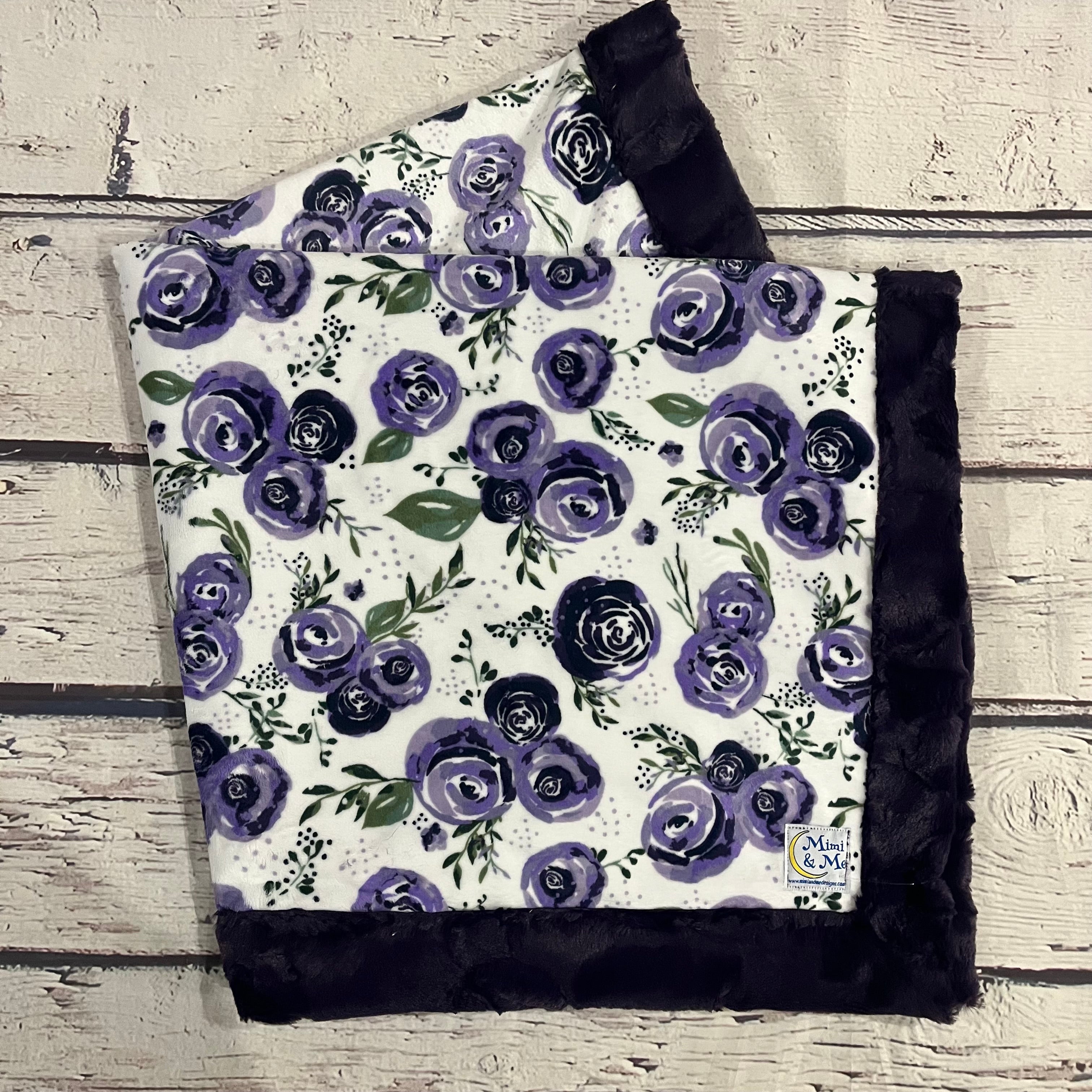 Mimi's Classic Blanket - Purple Plush & Flower
